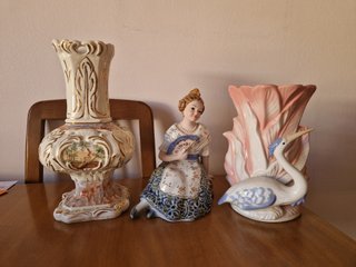 Figuras de cerámica mujer con abanico