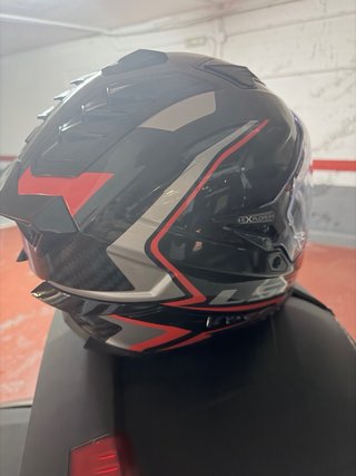 Casco Moto LS2 Negro Carbono Naranja