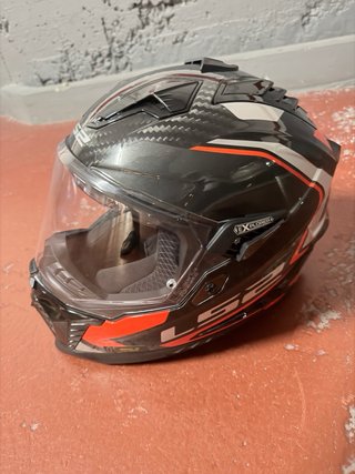 Casco Moto LS2 Negro Carbono Naranja