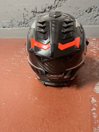 Casco Moto LS2 Negro Carbono Naranja