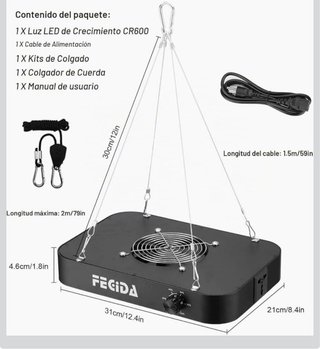 Lámpara LED FECiDA 130W Cultivo Plantas Interior