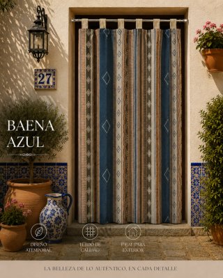Cortina Baena Azul Estilo Rústico