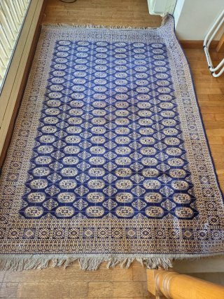 Alfombra estilo oriental azul y beige