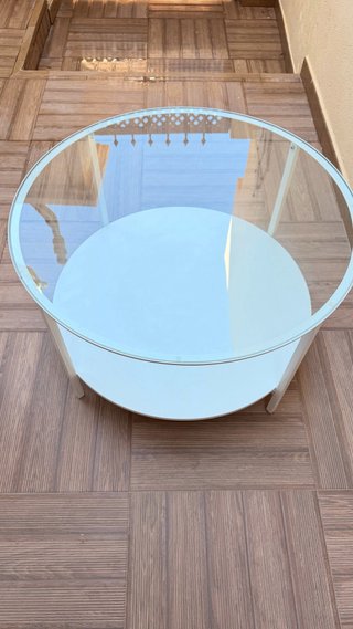 Mesa redonda blanca cristal Ikea