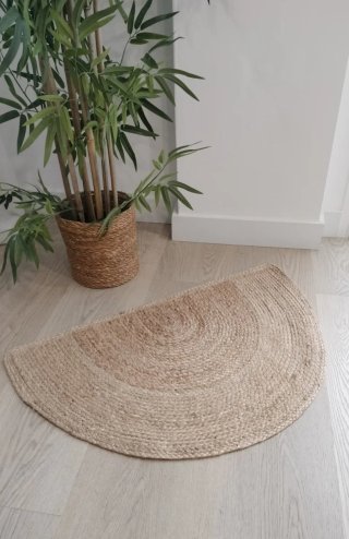 Alfombra Media Luna Yute Natural Estilo Nórdico