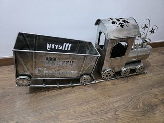 Tren Navideño Decorativo Metal Plateado