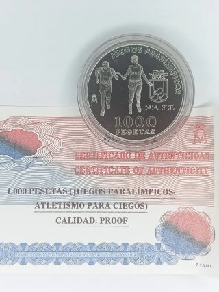 MONEDA 1000 PESETAS ATLETISMO PARA CIEGOS.