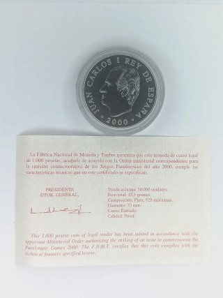 MONEDA 1000 PESETAS ATLETISMO PARA CIEGOS.
