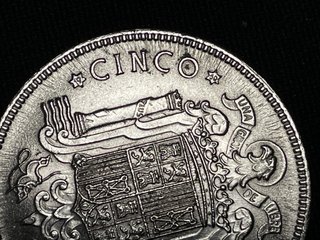 Duro *50, con error común,moneda 5 pesetas 1949