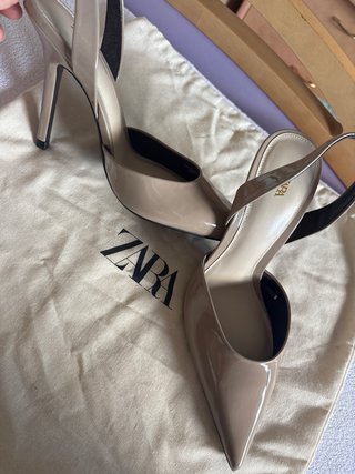 Zapatos Zara Slingback Tacon Beige