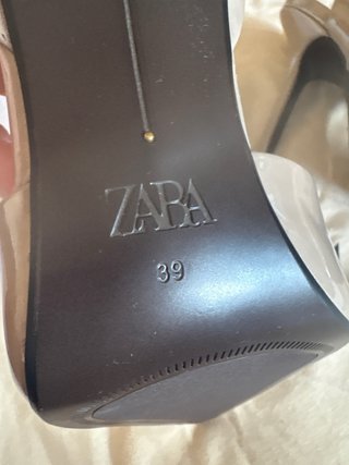 Zapatos Zara Slingback Tacon Beige
