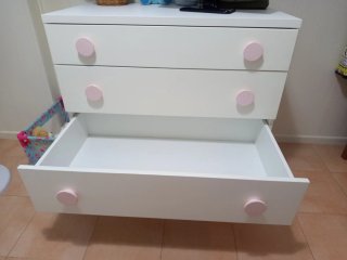 Cómoda cambiador, infantil blanca con tiradores ro