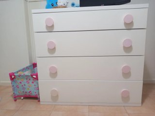 Cómoda cambiador, infantil blanca con tiradores ro