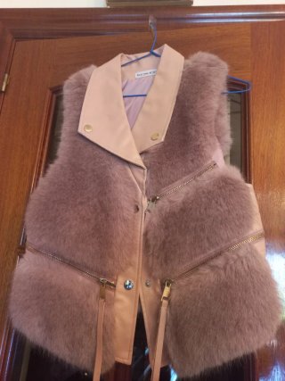 Chaleco KOKER rosa pelo y polipiel Talla M
