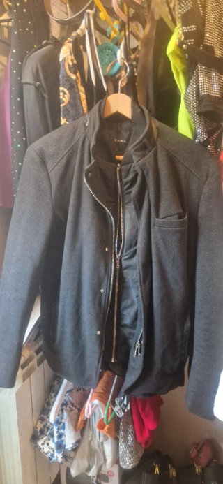 Chaqueta Zara Hombre Negra/Gris