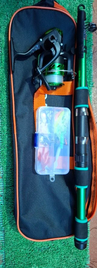 Kit pesca caña carrete aparejos