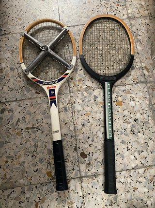 Lote 3 raquetas tenis madera vintage + 2 palas