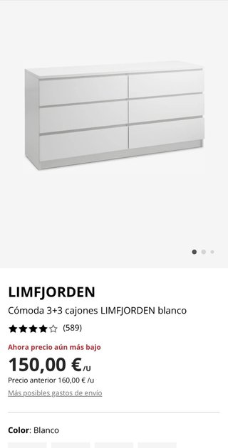 Cómoda 6 cajones Jysk blanca