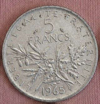Moeda 5 Francos Prata 1965