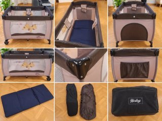 Cuna de viaje Tectake + colchón Herlag