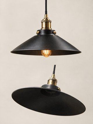 Lámpara colgante industrial vintage negro y dorado