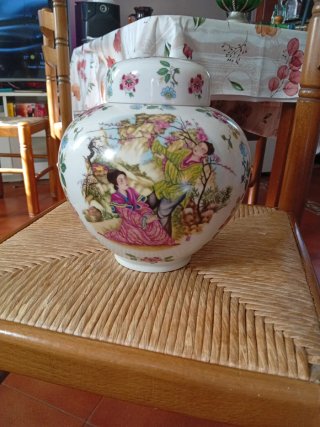 Jarrón porcelana china decorado