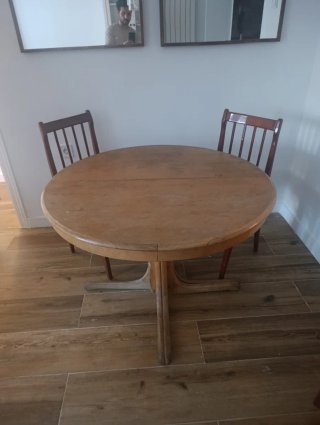 Mesa redonda extensible madera + 5 sillas