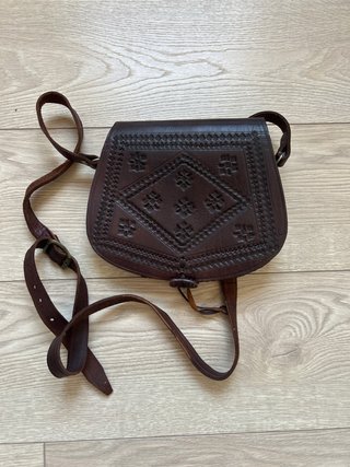 Bolso piel vintage marrón