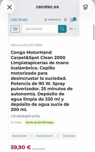 Cecotec MotorHand 200 Limpiatapicerías Inalámbrico