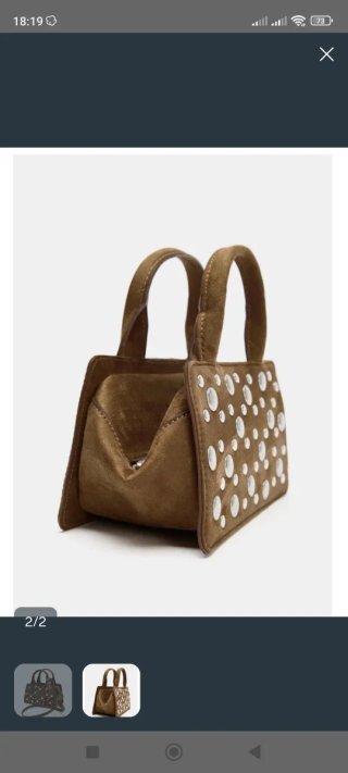 Bolso Zara marrón con tachuelas plateadas