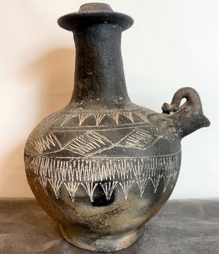 Vasija Cerámica Negra Peruana Antigua
