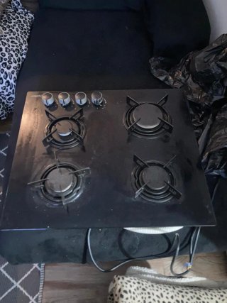 Encimera de gas 3 fuegos cristal