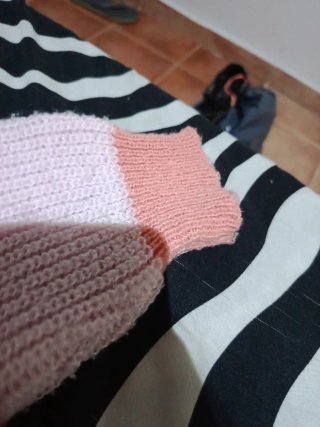 Jersey de lana a rayas rosa y salmón