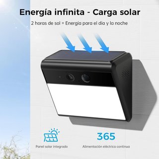 CÁMARA DE VIGILANCIA EXTERIOR SOLAR 2K CON LÁMPARA