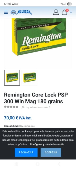 Balas Remington Core-Lokt 300 Win Mag 180gr
