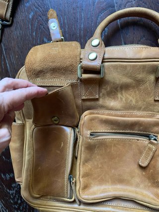 Maletín / Bolso de piel marrón claro con bandolera