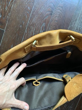 Maletín / Bolso de piel marrón claro con bandolera