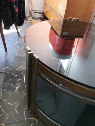 Mesita de salón cristal y metal