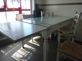 Mesa extensible madera con cristal