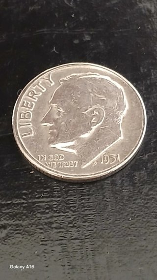 Plata 10 céntimos de Roosevelt 1951