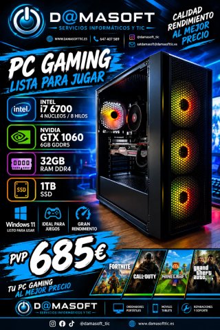 PC Gaming Intel i7 6700 GTX 1060 32GB RAM