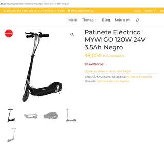 Patinete eléctrico Scooter MYWIGO 120W 24V 3.5Ah