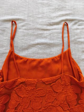 Vestido Sfera gasa flores naranja
