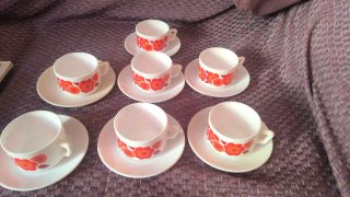 Juego de 6 tazas y platillos florales