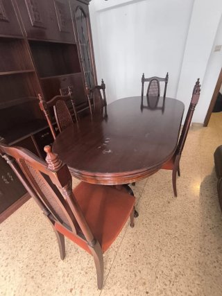 Juego de comedor madera oscura