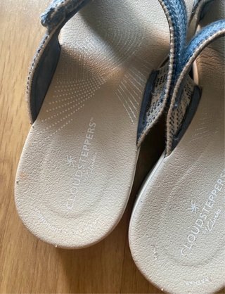 Sandalias/Chancletas azules y beige