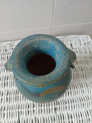 Ánfora cerámica decorativa azul turquesa