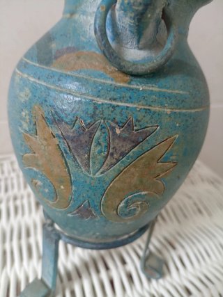 Ánfora cerámica decorativa azul turquesa