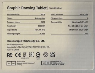 Tableta Gráfica Ugee M708