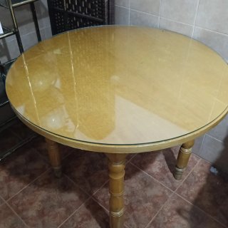 Mesa redonda madera y cristal
